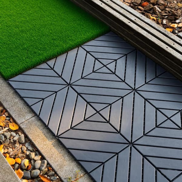 Pritsau Outdoor Plastic Floor Pavers 12 in. x 12 in. Deck Tile 0.8