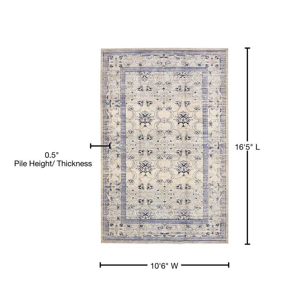 Ivory Blue Easy-Care Stain-Resistant Synthetic Area Rug, 10'6"x16'5"