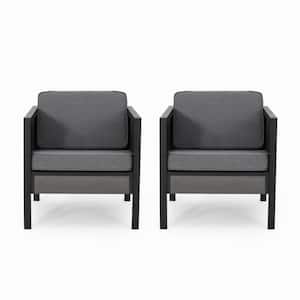 Jax Black Removable Cushions Metal Outdoor Lounge Chairs with Grey Cushions (2-Pack)