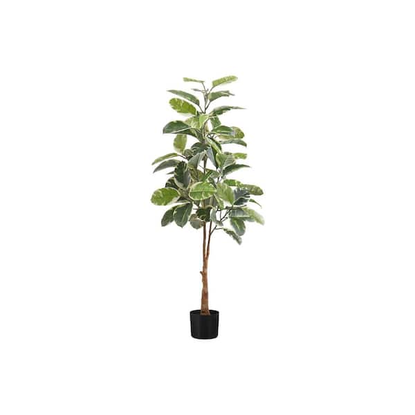 Unbranded 52 in. Green Artificial Rubber Tree in a Black Plastic Pot