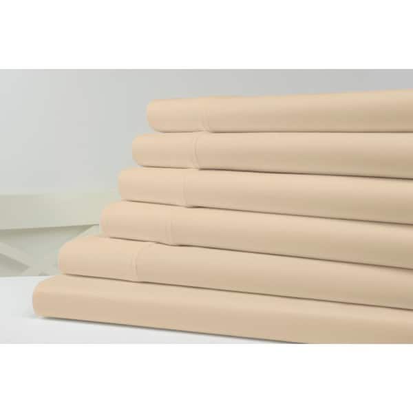 Kathy Ireland 1200TC 6-Piece Linen Solid Cotton Blend Full Sheet Set
