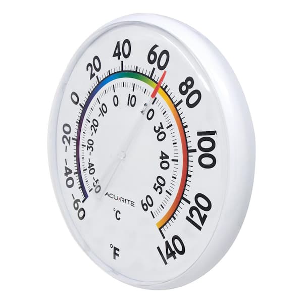 AcuRite Indoor Outdoor Thermometer, 12.5 inches Wall Mount, White