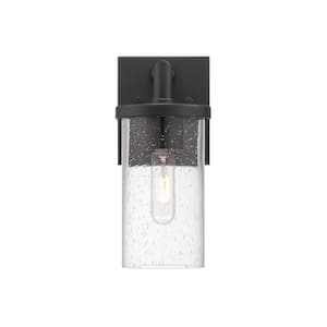 Otto 11.5 in. 1-Light Matte Black Modern Outdoor Hardwired Wall Lantern with No Bulbs Included