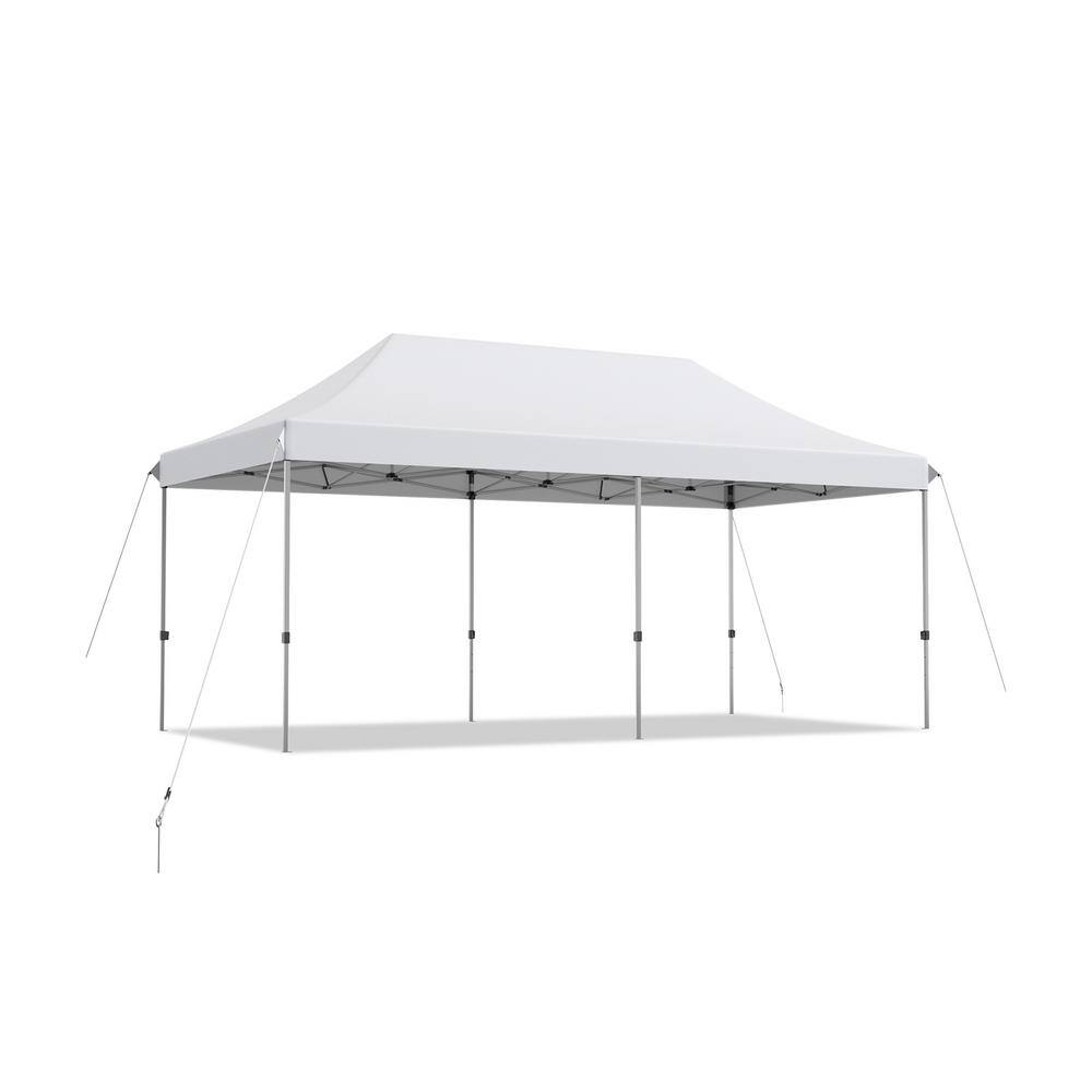 10 ft. x 20 ft. White Outdoor Adjustable Pop-Up Canopy Tent Folding Sun She