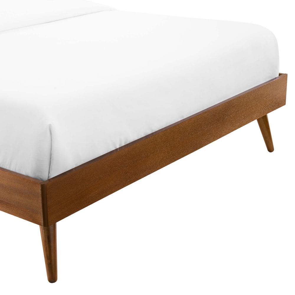Margo Mid-Century Walnut Full Platform Bed with Headboard