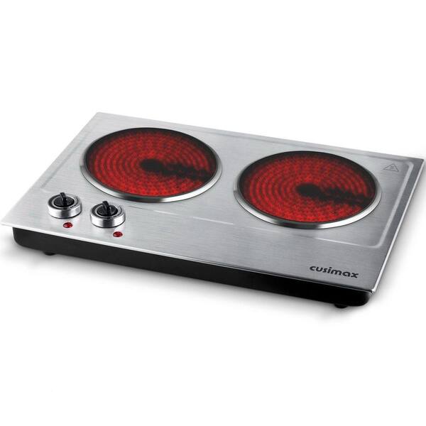 Hot Plate, Techwood 1800W Dual Electric Stoves, Countertop Stove Double  Burner for Cooking, Infrared Ceramic Hot Plates Double Cooktop, Silver