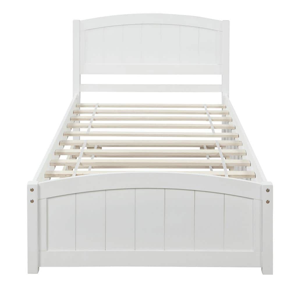 Classic 41.7 in. W White Wood Frame Twin Size Platform Bed with Trundle - thumbnail 5