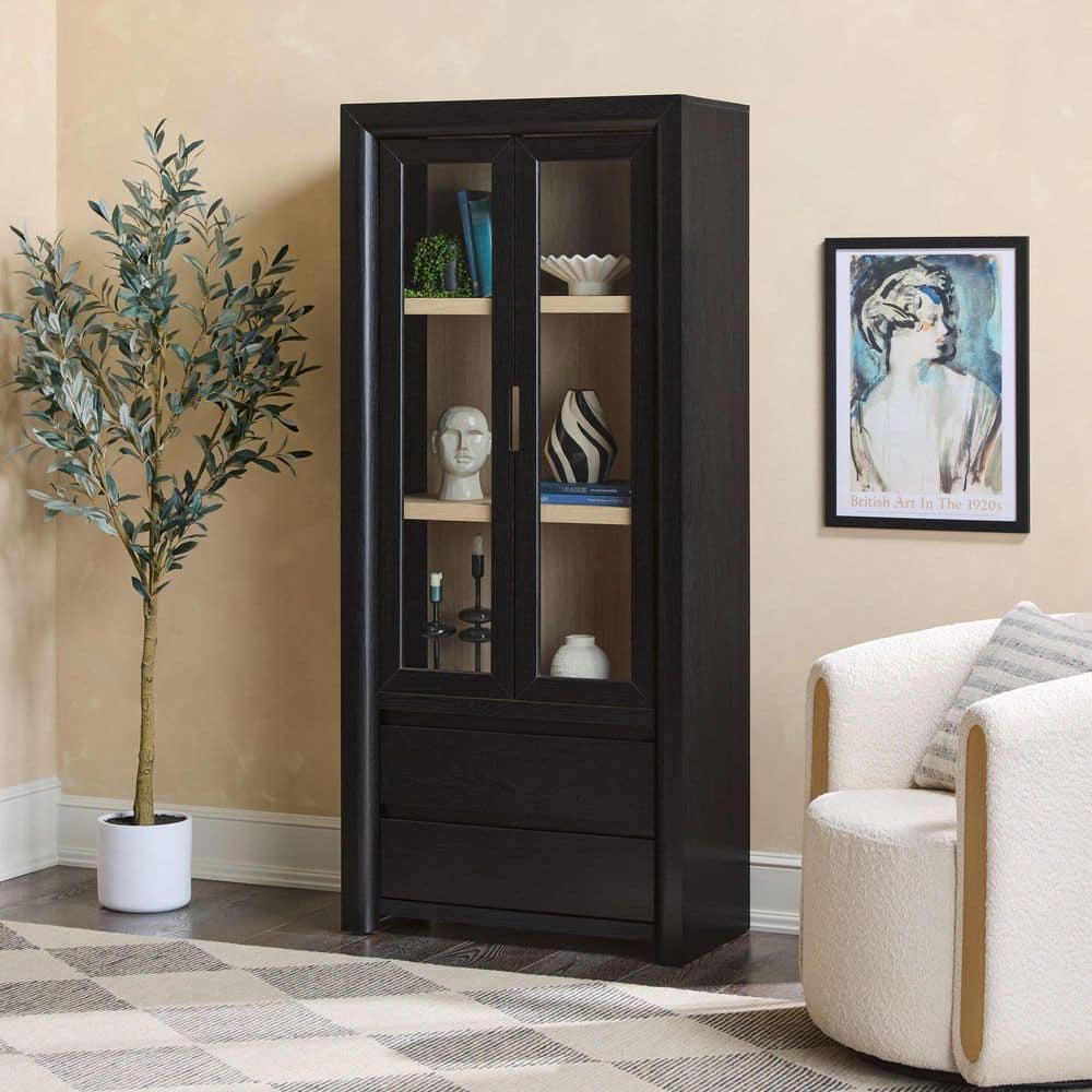 Walker Edison Furniture Company Amira 72 in. Tall Black Modern MDF
