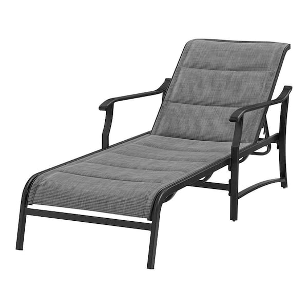 Home Decorators Collection Wyndover Black Aluminum Padded Sling Outdoor Chaise Lounge