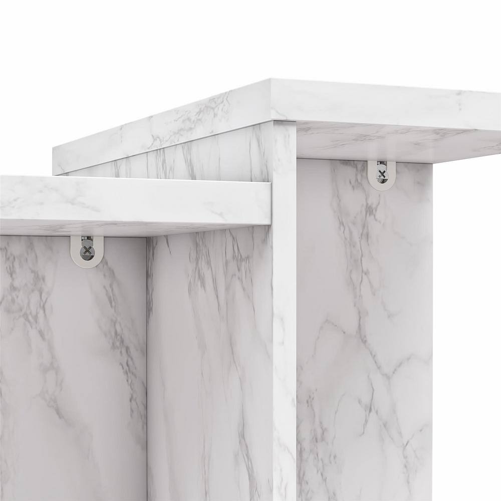 Brielle White Faux Marble Rectangular End Table