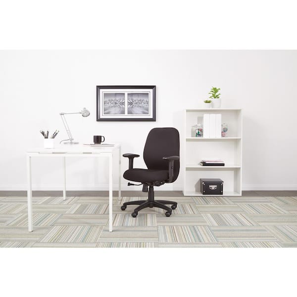 27.3 in. Width Big and Tall Black Fabric Task Chair with Swivel Seat