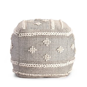 Sidney Street 20 in. x 20 in. x 20 in. Black and Ivory Pouf
