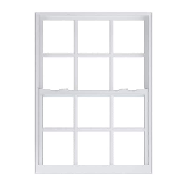 American Craftsman 35.875 in. x 49.5 in. 70 Series White Single Hung Low-E Argon SC Glass Vinyl FL Flange Window with Grids, Screen Incl