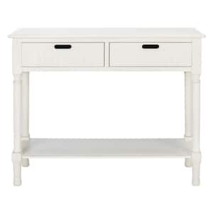 Landers 2-Drawer Rustic White Wood Console Table