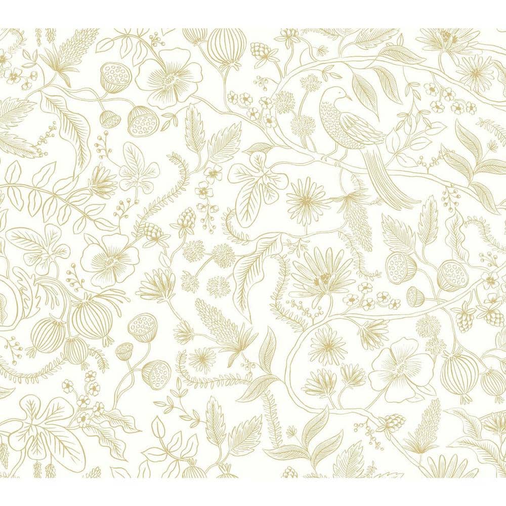 Aviary Off White and Gold Peel and Stick Wallpaper