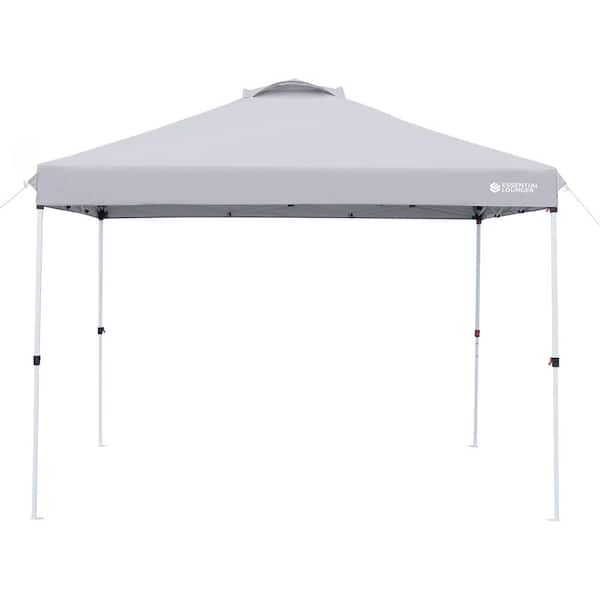 Unbranded 10 ft. x 10 ft. Grey Outdoor Pop-Up Canopy Tent with Roller Bag, 4 Sandbags, 8 Stakes, Heavy Duty Rain Awning Canopy