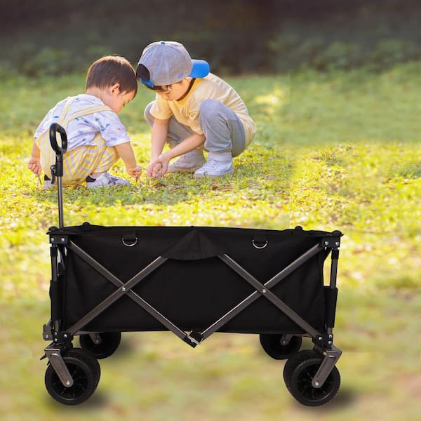 Camp Wagon Cart Folding Multipurpose Camping Furniture 2024 Backyard Home Black