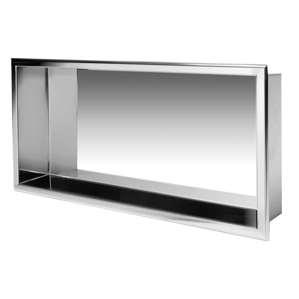 Polished Stainless Steel Horizontal Shower Niche Shelf