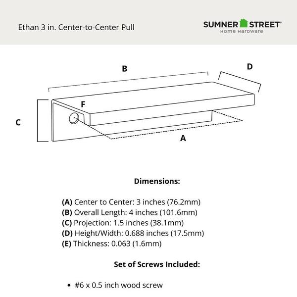 Sumner Street Home Hardware Ethan 3-in (76mm) Center to Center Rectangular Finger Drawer Pull