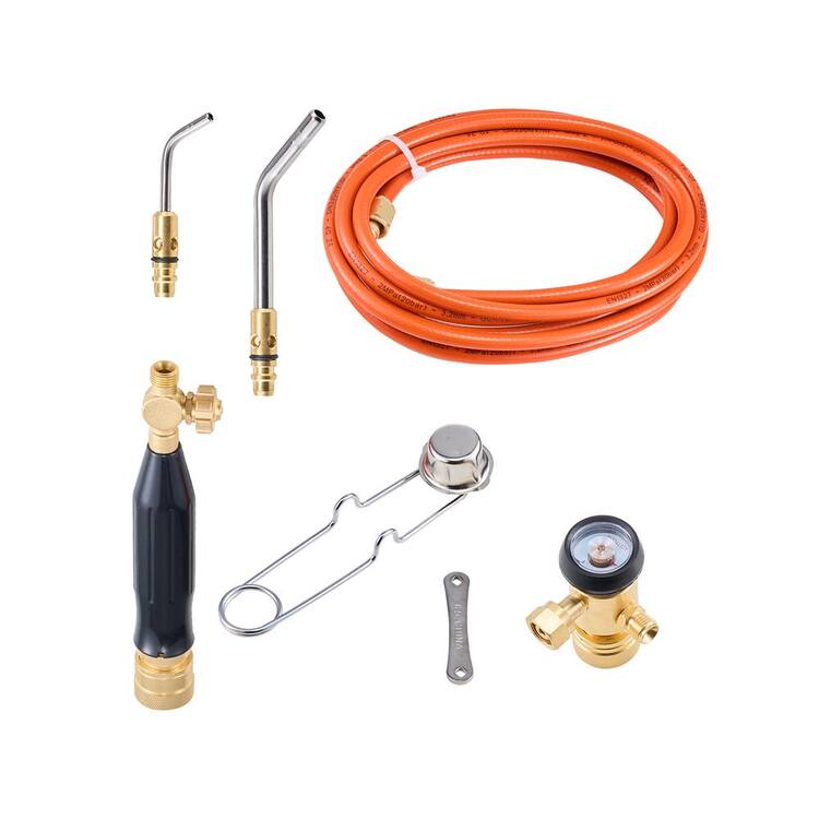 VEVOR Air Acetylene Torch Kit, Acetylene Gas Welding Tool with 149 in. Hose, 2-Welding Tips, CGA200 Regulator and Torch Handle