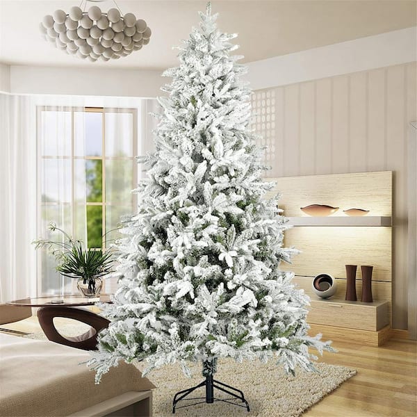 snowy artificial christmas tree