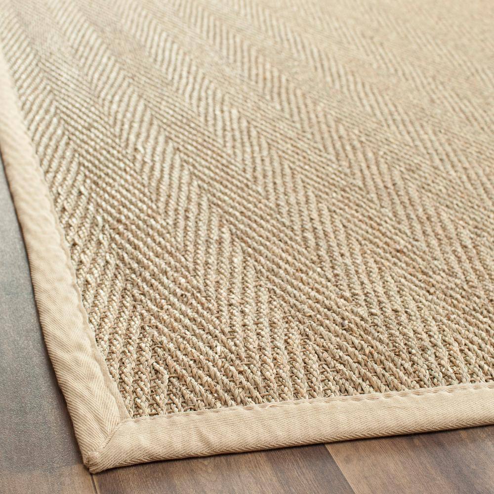 Natural Beige Seagrass Herringbone 5' x 8' Area Rug