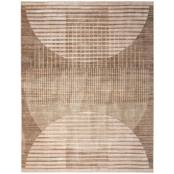 Nourison Astra Machine Washable Latte 9 ft. x 12 ft. Graphic Contemporary Area Rug
