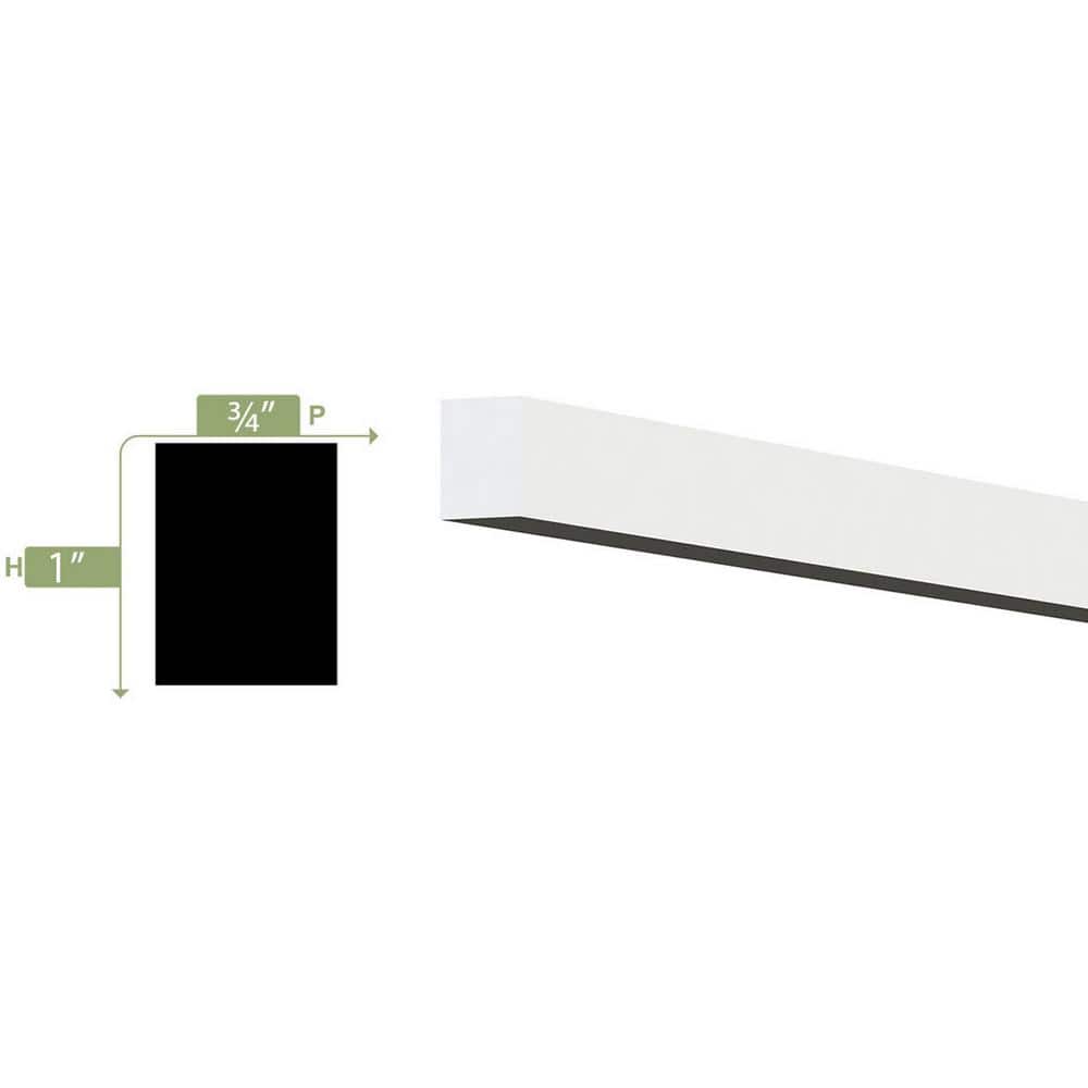 White PVC 1" x 0.75" x 96" Stop Moulding