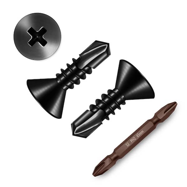 #8 x 1/2 in. Black Oxide 410 Stainless Steel Phillips Flat Head Self Drilling Sheet Metal Screws (600-Pack)