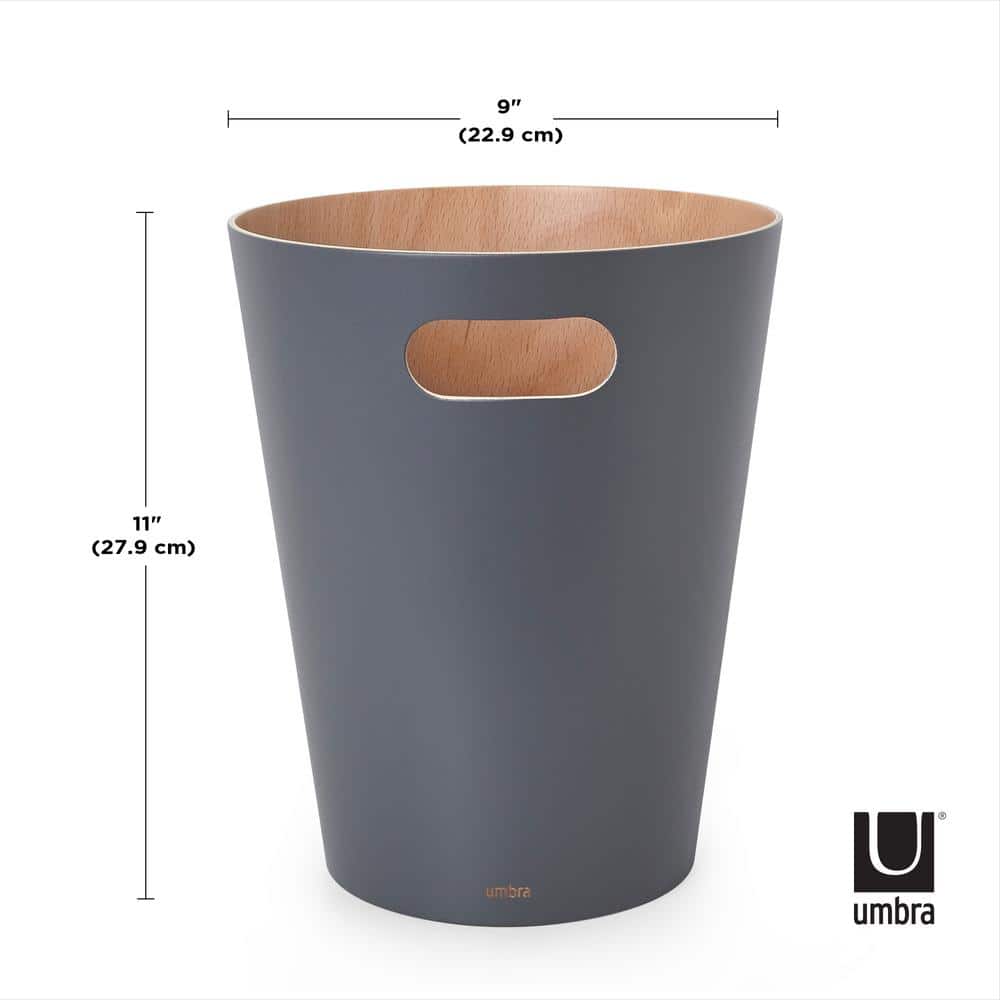 Natural and Charcoal Wood Bathroom Trash Can