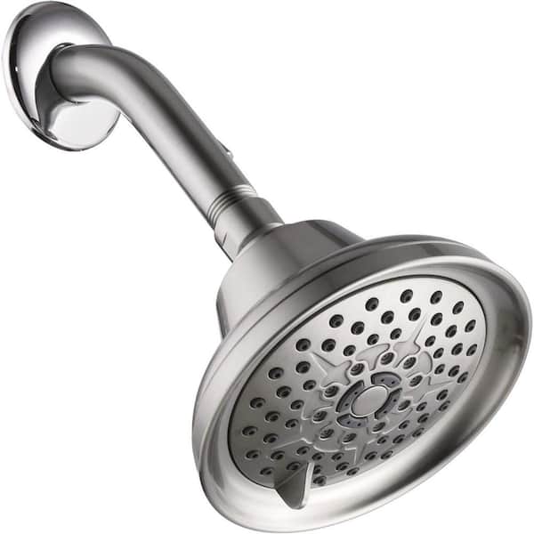 6-Spray Patterns with 1. 2GPM 5 in. Wall Mount Type Rain Fixed Shower Head with Anti-Clogging Nozzles in Brushed Nickel