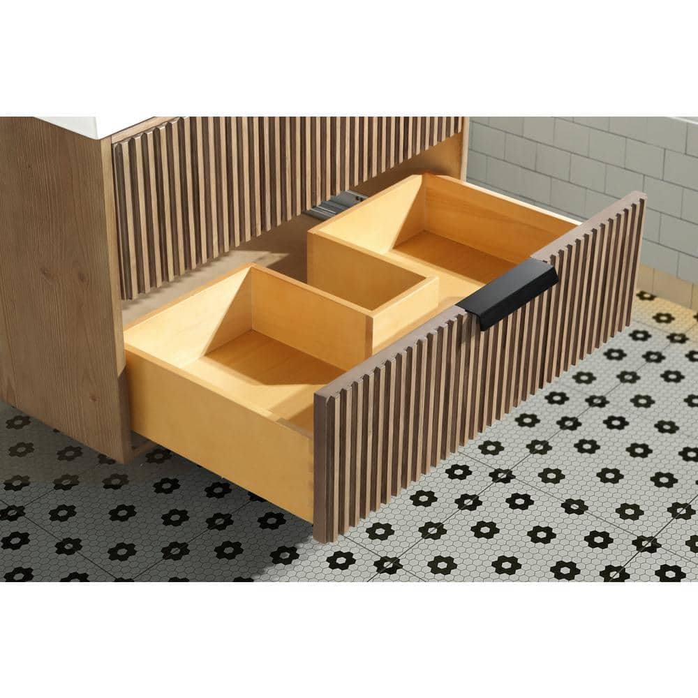 San Diego 30" Weathered Fir Wall-Mount Bathroom Vanity with Ceramic Top