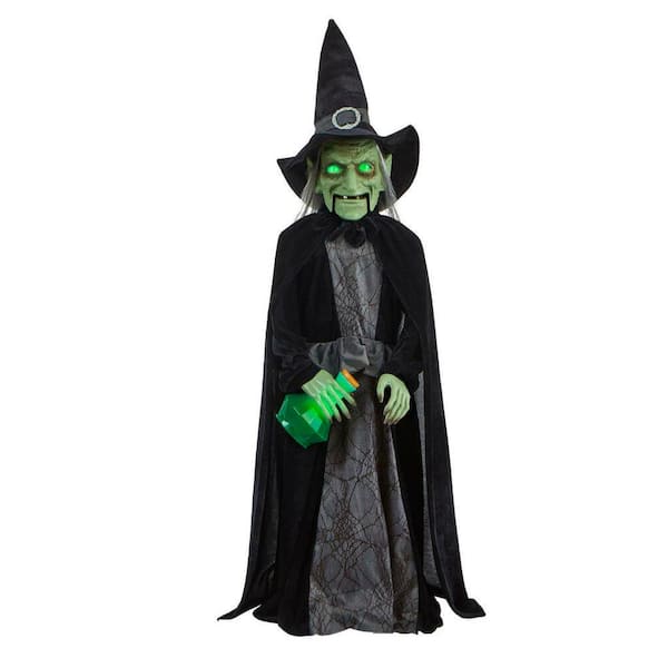 Home Accents Holiday 3 ft. Animated LED Potion Witch Halloween Animatronic
