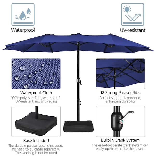Yaheetech 13 ft Twin Patio Parasol Triple-size Outdoor