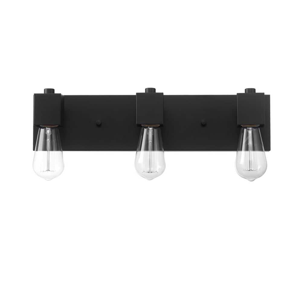 18 in. 3-Light Matte Black Vanity Light