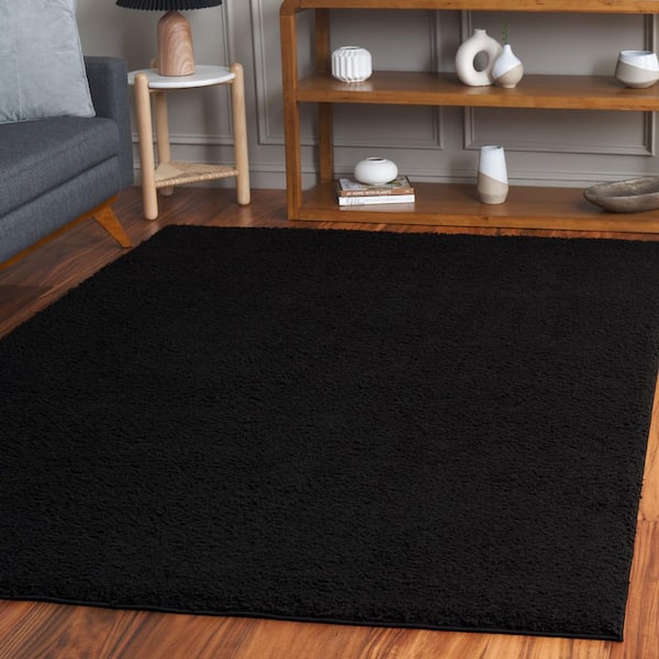 Rumi Shag 9 ft. x 12 ft. Black Modern Solid Area Rug