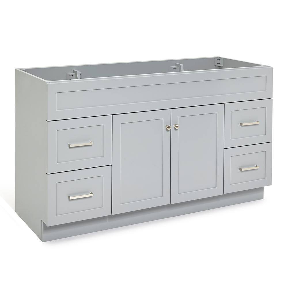 Hamlet 60" Gray Single Freestanding Vanity Cabinet with Nickel Hardware