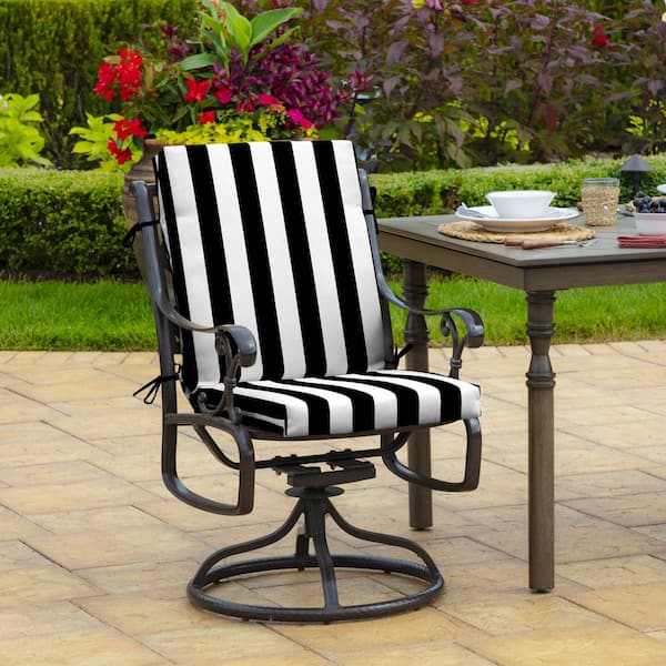 Set of 4 Striped Kitchen Dining Garden Chair Cushion Seat Pads With Ties Zipped 