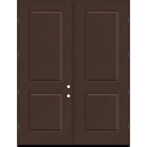 Steves & Sons Regency 72 in. x 96 in. 2P Squaretop RHOS Chestnut Stain Fiberglass Double Prehung Front Door with 4-9/16 Jamb