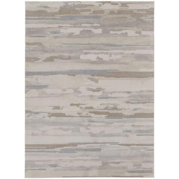 HomeRoots 2 X 8 Brown, Ivory Abstract Area Rug