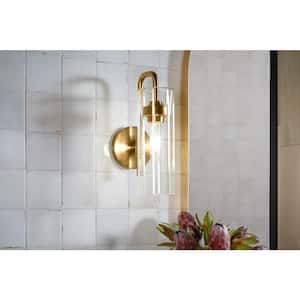 Purist 1 Light Brushed Moderne Brass Indoor Bathroom Wall Sconce, UL Listed