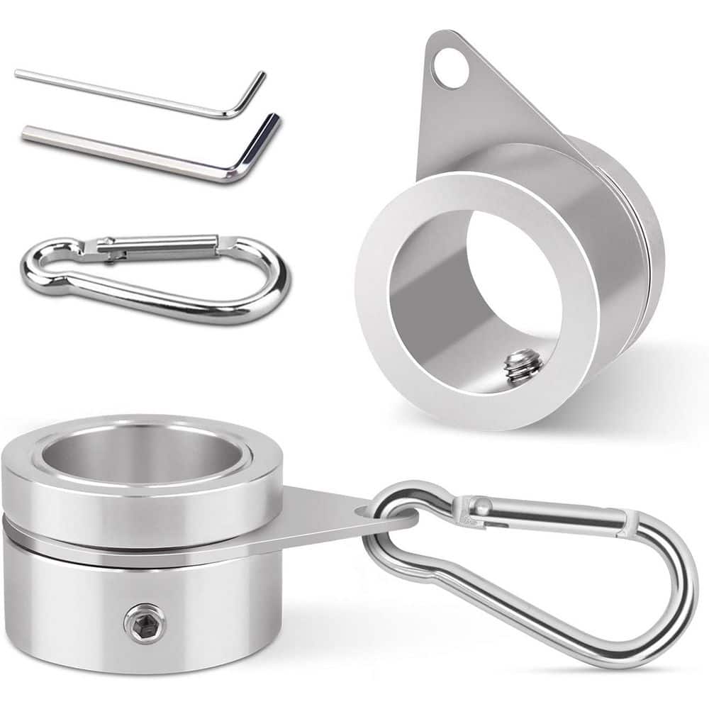 Silver Aluminum Adjustable 1 in. Flag Pole Rings 360 Degree Rotating Mounting Kit with Carabiner 2-Pack price history on PriceWatchPro