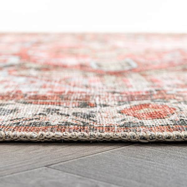 Amber Multi 7 ft. 7 in. x 9 ft. 6 in. Vintage Boho Medallion Machine Washable Non Slip Area Rug