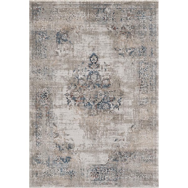 Rhye Greige 3 ft. x 5 ft. Vintage Medallion Area Rug