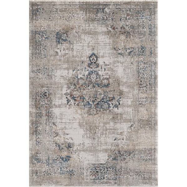 MILLERTON HOME Rhye Greige 8 ft. x 10 ft. Vintage Medallion Area Rug