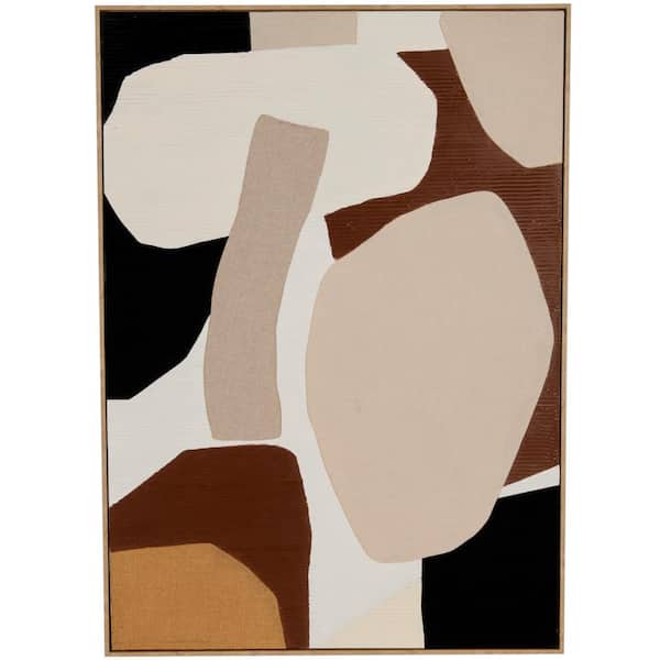 Litton Lane 1- Panel Geometric Abstract Overlapping Circle Wall Art with Cream Accents 56 in. x 40 in.