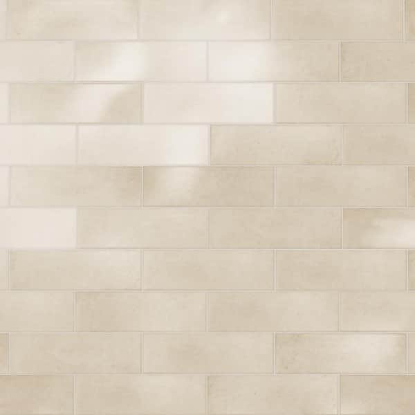 Merola Tile Coco Glossy Canvas Beige 2 in. x 5-7/8 in. Porcelain Wall Take Home Tile Sample