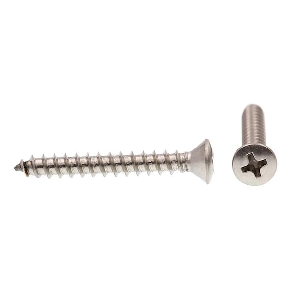 #8 x 1-1/4" Oval Head Sheet Metal Screws Stainless Steel Slotted Drive Qty 100 