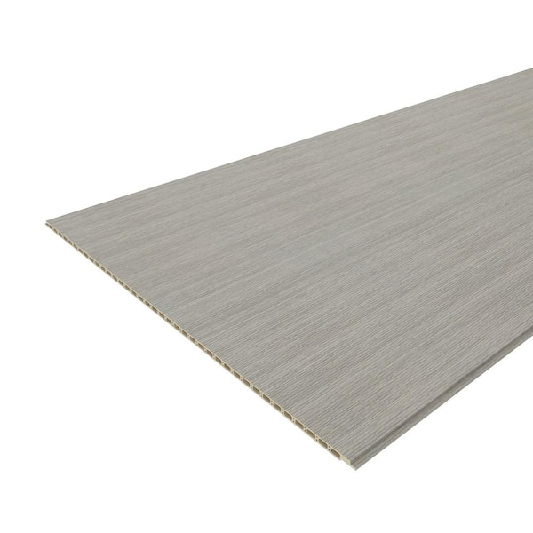 Walls 3/8 in. x 24 in. x 10 ft. Flat Koala Pewter Square Edge Recycled PVC Decorative Wall Paneling (4-Pack)