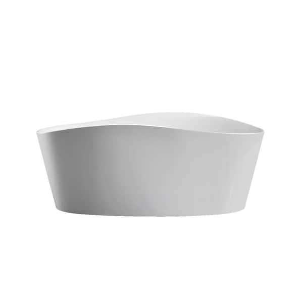 Bellaterra Home Grasse 67 in. Acrylic Flatbottom Non-Whirlpool Freestanding Bathtub in Glossy White